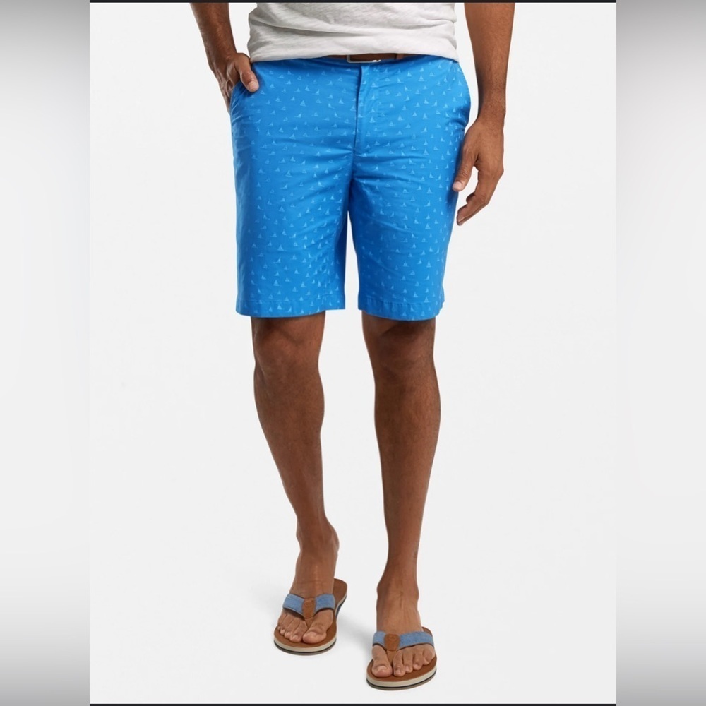 Peter Millar Seaside Men's Coast Blue Cotton Blend Poplin Shorts NWT Size 34